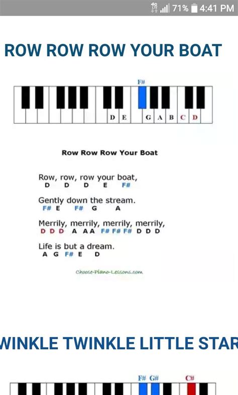 row row row your boat piano letter notes